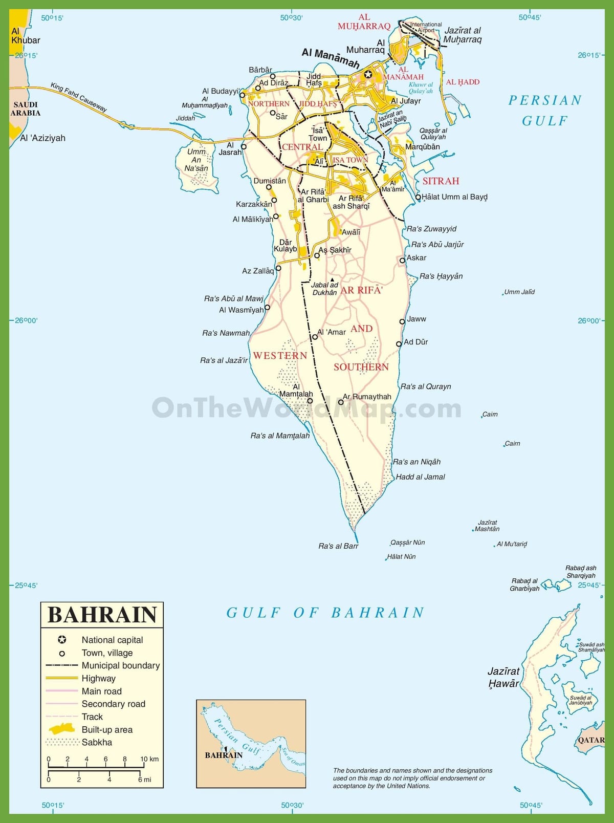 ಬಹರೇನ್ ನಗರಗಳು ನಕ್ಷೆ
